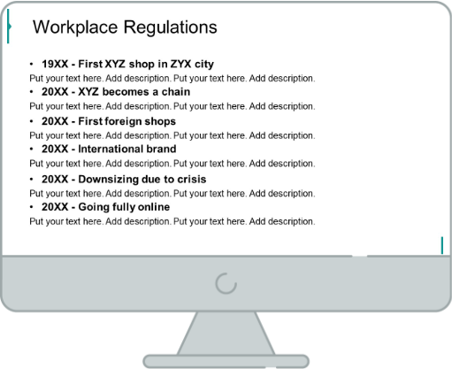 established company's timeline history powerpoint slide before the redesign