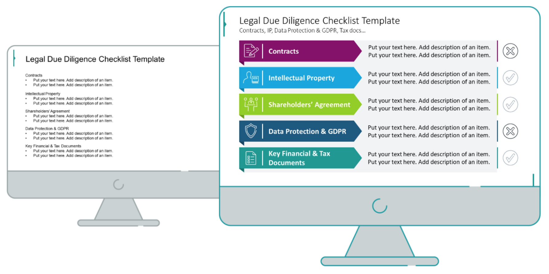 legal due diligence checklist comparison slide