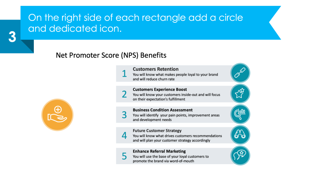 guide on presenting Customer Experience Net Promoter Score third step slide powerpoint